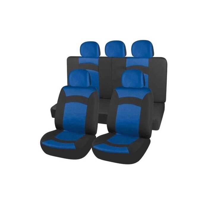 Чехлы сиденья полиэстер 9 предм. Skyway SMART черный, синий от компании Интернет-гипермаркет «MOLL» - фото 1