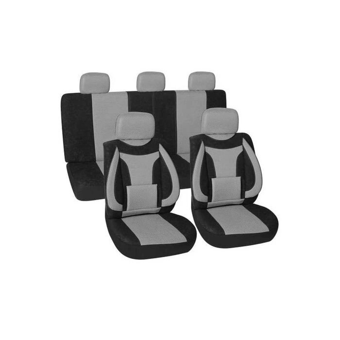 Чехлы сиденья полиэстер, сетка 11 предм. Skyway PROTECT 2 черный, серый от компании Интернет-гипермаркет «MOLL» - фото 1