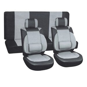 Чехлы сиденья Skyway DRIVE, искусственная кожа, 11 предметов, черно-серый