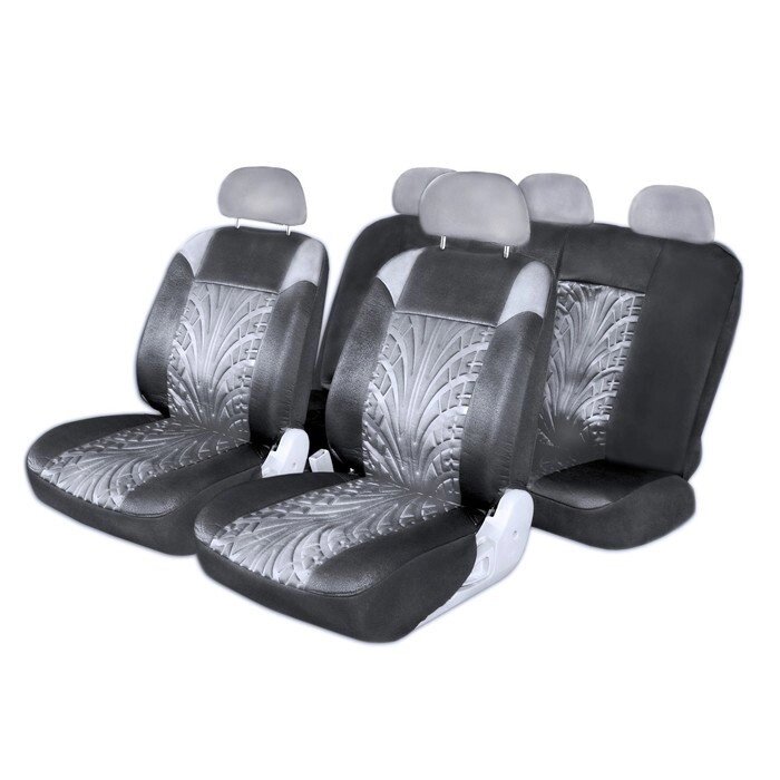 Чехлы сиденья Skyway Forward, полиэстер, 11 предметов, черно-серый от компании Интернет-гипермаркет «MOLL» - фото 1