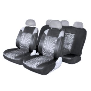 Чехлы сиденья Skyway Forward, полиэстер, 11 предметов, черно-серый