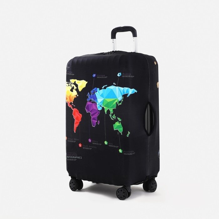 Чехол для чемодана Карта Мира 24", 38*28*59 см, черный от компании Интернет-гипермаркет «MOLL» - фото 1