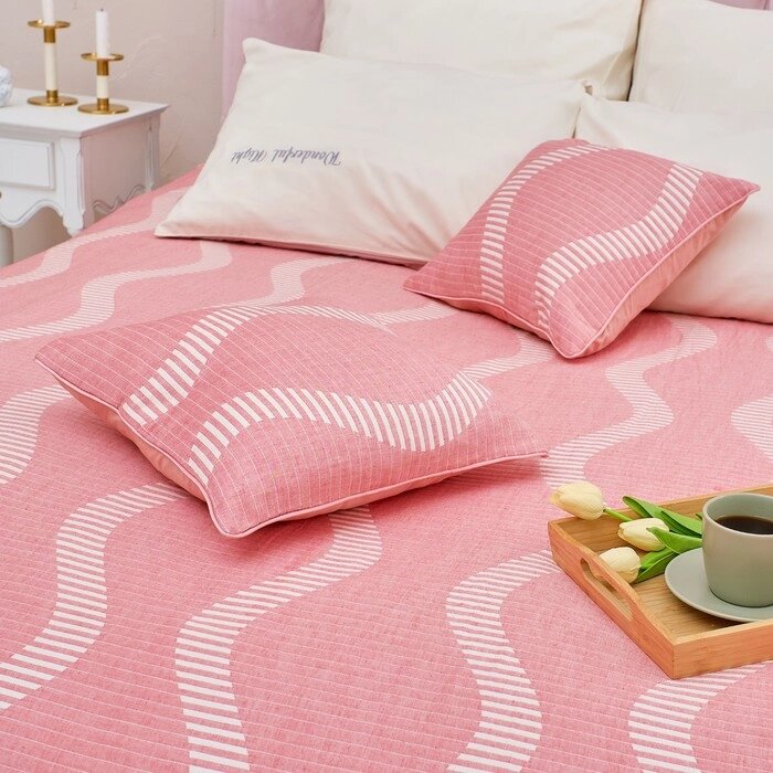 Чехол на подушку Этель "Волны" цв. розовый 40*40 см, 100% хлопок от компании Интернет-гипермаркет «MOLL» - фото 1