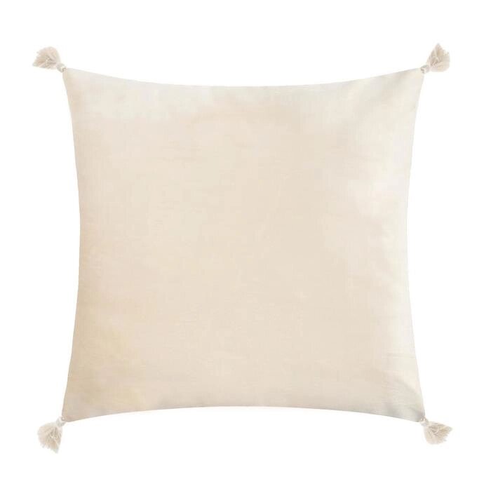 Чехол на подушку с кисточками Этель цвет молочный, 45х45 см, 100% п/э, велюр от компании Интернет-гипермаркет «MOLL» - фото 1