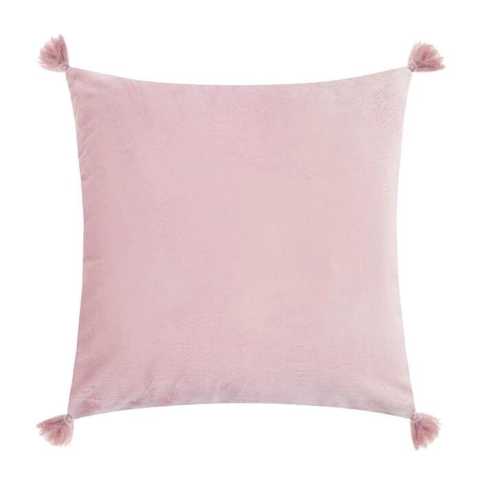 Чехол на подушку с кисточками Этель цвет розовый, 45х45 см, 100% п/э, велюр от компании Интернет-гипермаркет «MOLL» - фото 1