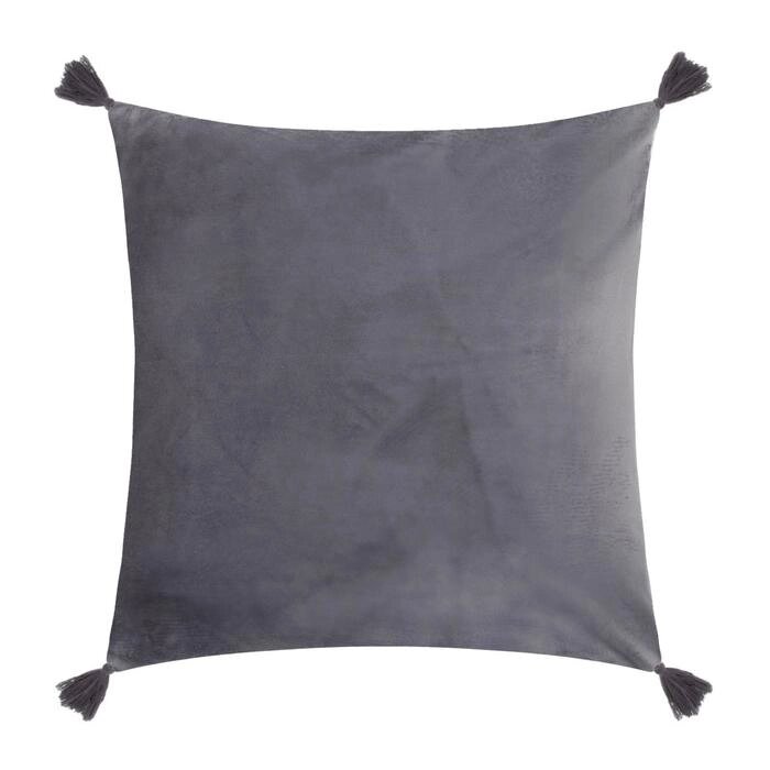 Чехол на подушку с кисточками Этель цвет серый, 45х45 см, 100% п/э, велюр от компании Интернет-гипермаркет «MOLL» - фото 1