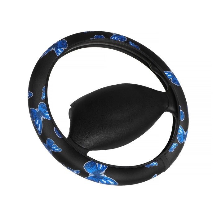 Чехол на руль DSV с принтом"бабочки" Black+Blue, неопрен, размер М от компании Интернет-гипермаркет «MOLL» - фото 1