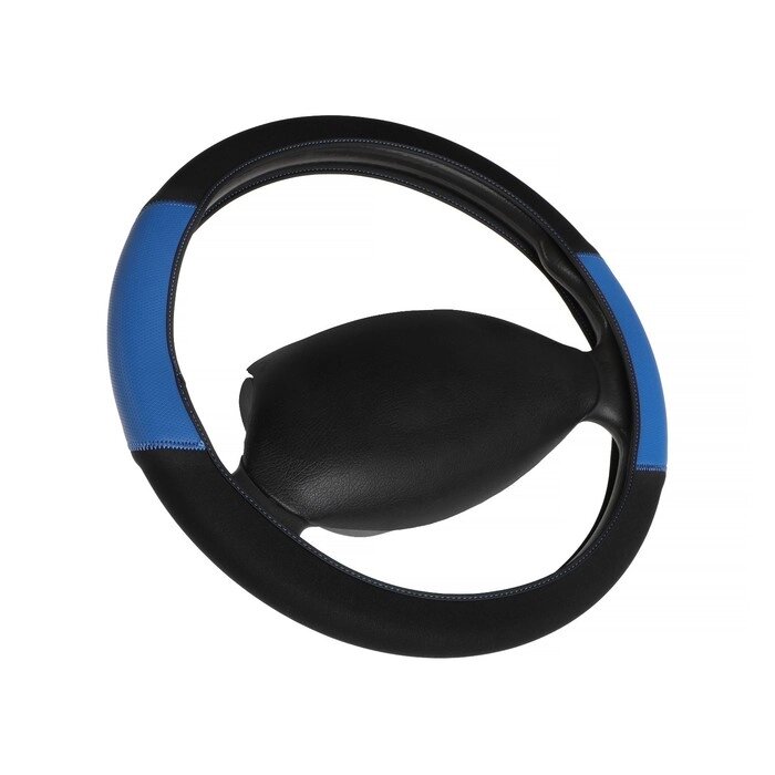 Чехол на руль DSV с вставками, перфорация, неопрен, Black+ Blue, размер М от компании Интернет-гипермаркет «MOLL» - фото 1