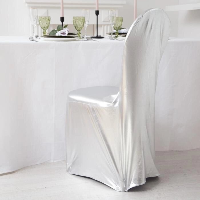 Чехол на стул, цв. серебро, 90*40*40 см, 100% п/э от компании Интернет-гипермаркет «MOLL» - фото 1