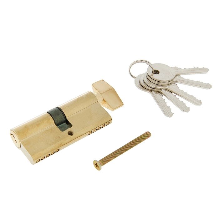 Цилиндровый механизм, 70 мм, с вертушкой, английский ключ, 5 ключей, цвет золото от компании Интернет-гипермаркет «MOLL» - фото 1