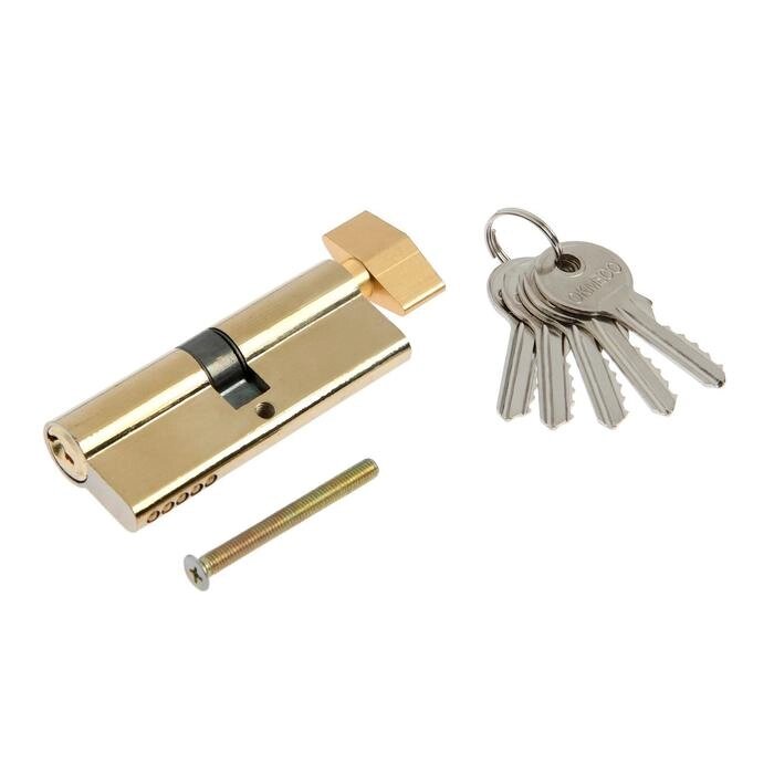 Цилиндровый механизм, 80 мм, с вертушкой, английский ключ, 5 ключей, цвет золото от компании Интернет-гипермаркет «MOLL» - фото 1