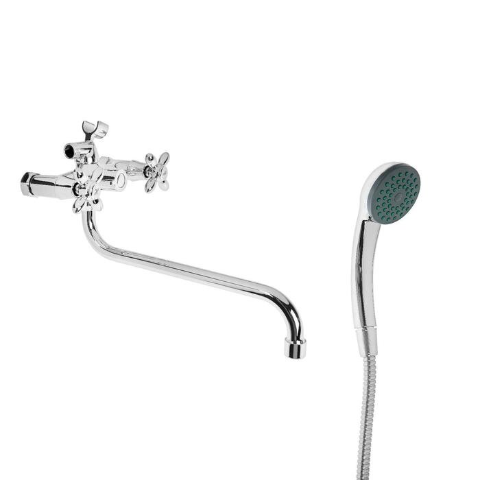 Cмеситель для ванны Accoona A7178, двухвентильный, с душевым набором, латунь, хром от компании Интернет-гипермаркет «MOLL» - фото 1