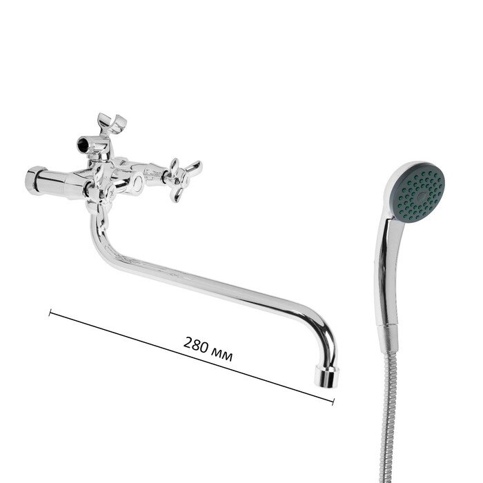 Cмеситель для ванны Accoona A7179, двухвентильный, с душевым набором, латунь, хром от компании Интернет-гипермаркет «MOLL» - фото 1