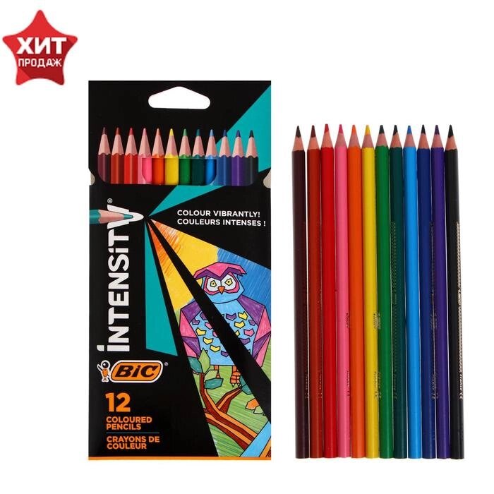 Цветные карандаши 12 цветов, для подростков и взрослых, трёхгранные, BIC Color Up от компании Интернет-гипермаркет «MOLL» - фото 1