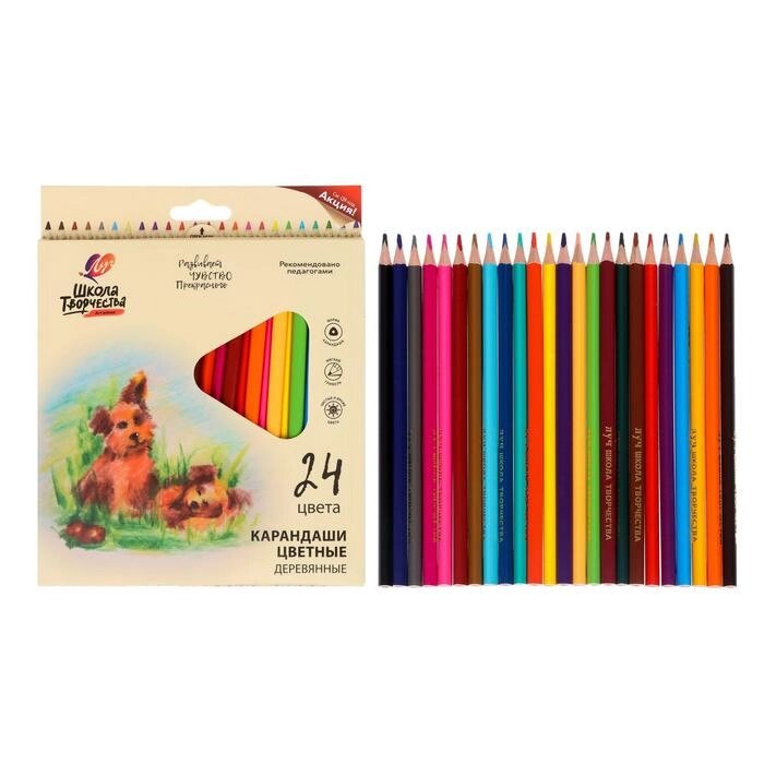 Цветные карандаши 24 цвета "Школа Творчества", трёхгранные от компании Интернет-гипермаркет «MOLL» - фото 1