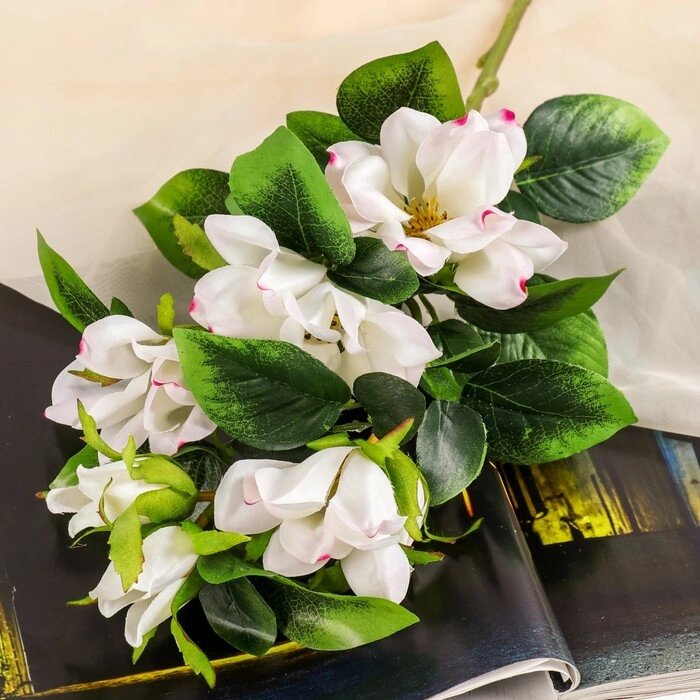 Цветы искусственные "Магнолия" 5*56 см, белая от компании Интернет-гипермаркет «MOLL» - фото 1