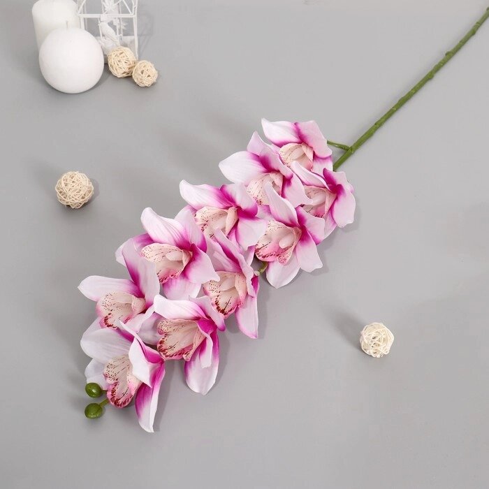 Цветы искусственные "Орхидея амабилис" 90 см, бело-сиреневая от компании Интернет-гипермаркет «MOLL» - фото 1