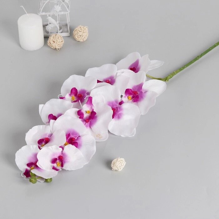 Цветы искусственные "Орхидея Галатея" 95 см, бело-фиолетовая от компании Интернет-гипермаркет «MOLL» - фото 1
