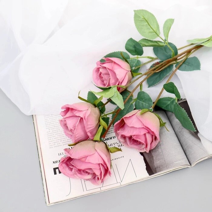 Цветы искусственные "Роза Блю Парфюм" d-5 см 60 см тёмно-розовый от компании Интернет-гипермаркет «MOLL» - фото 1