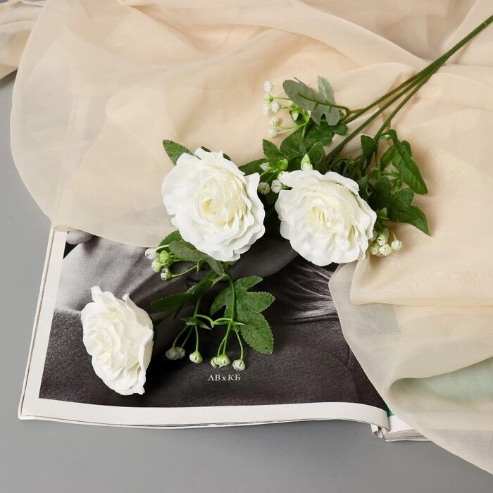 Цветы искусственные "Роза галант" 8х62 см, белый от компании Интернет-гипермаркет «MOLL» - фото 1