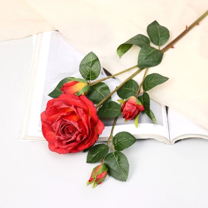 Цветы искусственные "Роза изыск" 10х64 см, красный от компании Интернет-гипермаркет «MOLL» - фото 1
