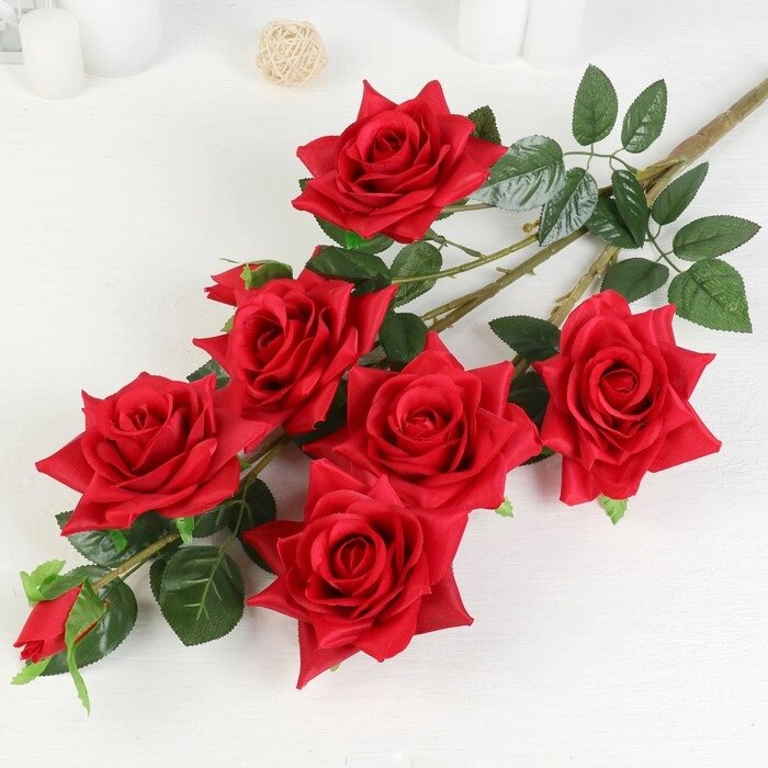 Цветы искусственные "Роза Компэшн" 11*59 см, красный от компании Интернет-гипермаркет «MOLL» - фото 1