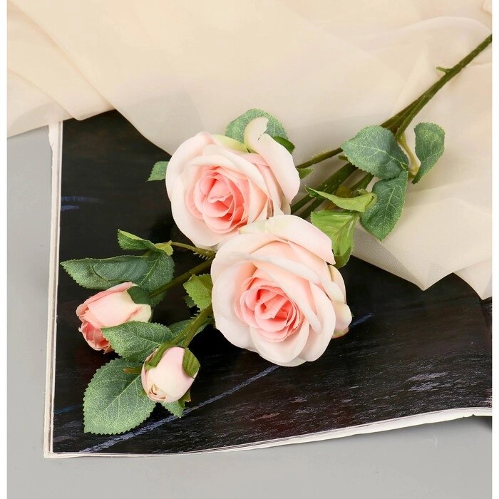 Цветы искусственные "Роза кустовая" 67 см, бледно-розовый от компании Интернет-гипермаркет «MOLL» - фото 1