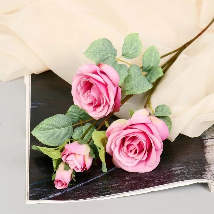 Цветы искусственные "Роза кустовая" 67 см, ярко-розовый от компании Интернет-гипермаркет «MOLL» - фото 1