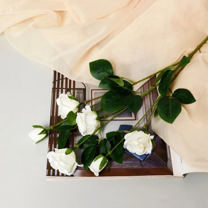 Цветы искусственные "Роза очарование" 6х77 см, белый от компании Интернет-гипермаркет «MOLL» - фото 1