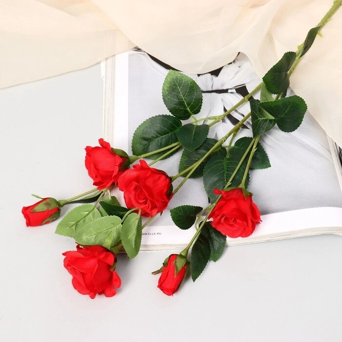 Цветы искусственные "Роза очарование" 6х77 см, красный от компании Интернет-гипермаркет «MOLL» - фото 1