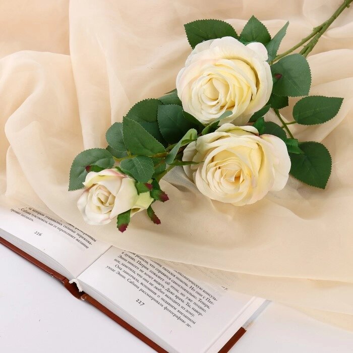 Цветы искусственные "Роза роскошь" 9х63 см, белый от компании Интернет-гипермаркет «MOLL» - фото 1