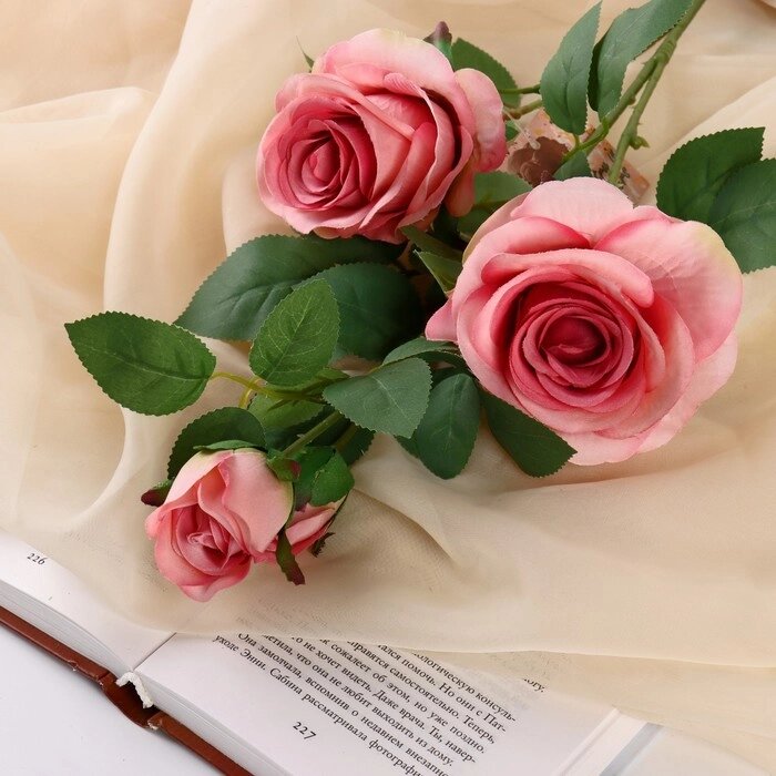 Цветы искусственные "Роза роскошь" 9х63 см, розовый от компании Интернет-гипермаркет «MOLL» - фото 1