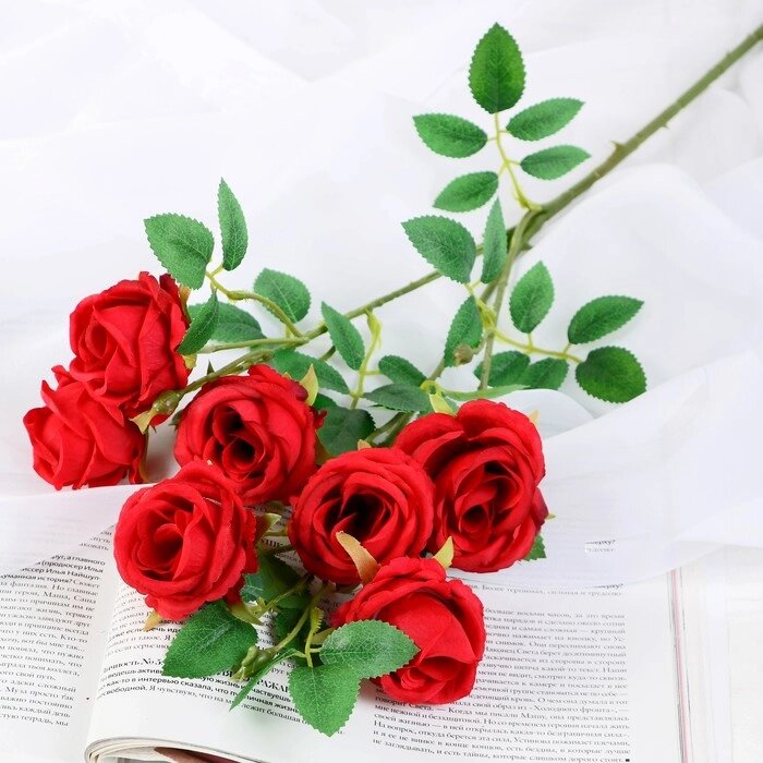 Цветы искусственные "Роза Септима" 5х65 см красный от компании Интернет-гипермаркет «MOLL» - фото 1