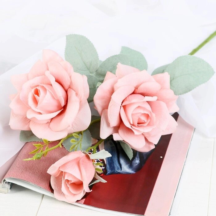Цветы искусственные "Роза Терция" 12х60 см персиковый от компании Интернет-гипермаркет «MOLL» - фото 1