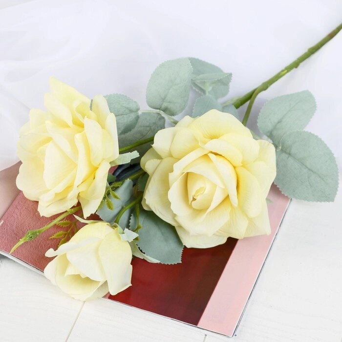 Цветы искусственные "Роза Терция" 12х60 см жёлтый от компании Интернет-гипермаркет «MOLL» - фото 1
