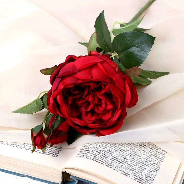 Цветы искусственные "Роза Трио" 10х65 см бордовый от компании Интернет-гипермаркет «MOLL» - фото 1