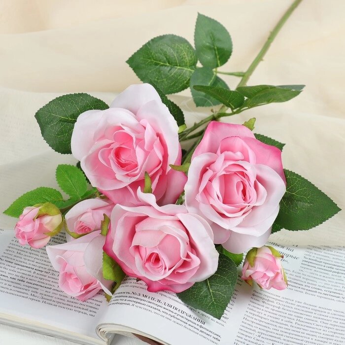 Цветы искусственные "Розочки кустовые" 8*65 см, розовый от компании Интернет-гипермаркет «MOLL» - фото 1