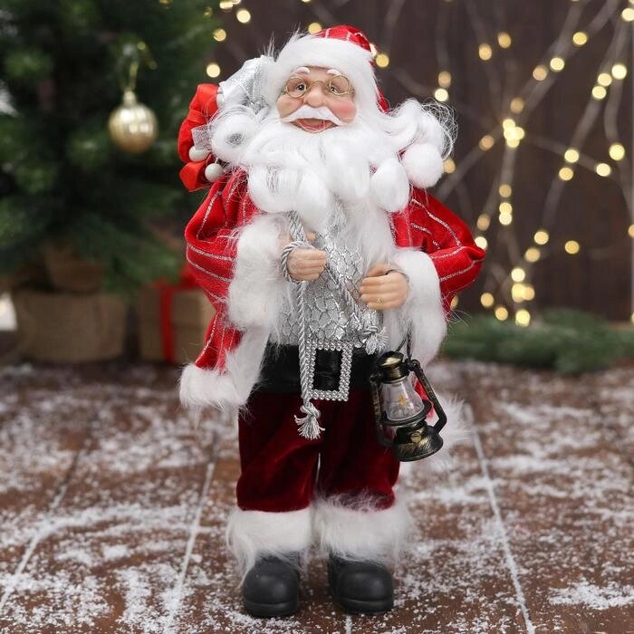 Дед Мороз "В красной полосатой шубе, с подарками" 16х30 см от компании Интернет-гипермаркет «MOLL» - фото 1