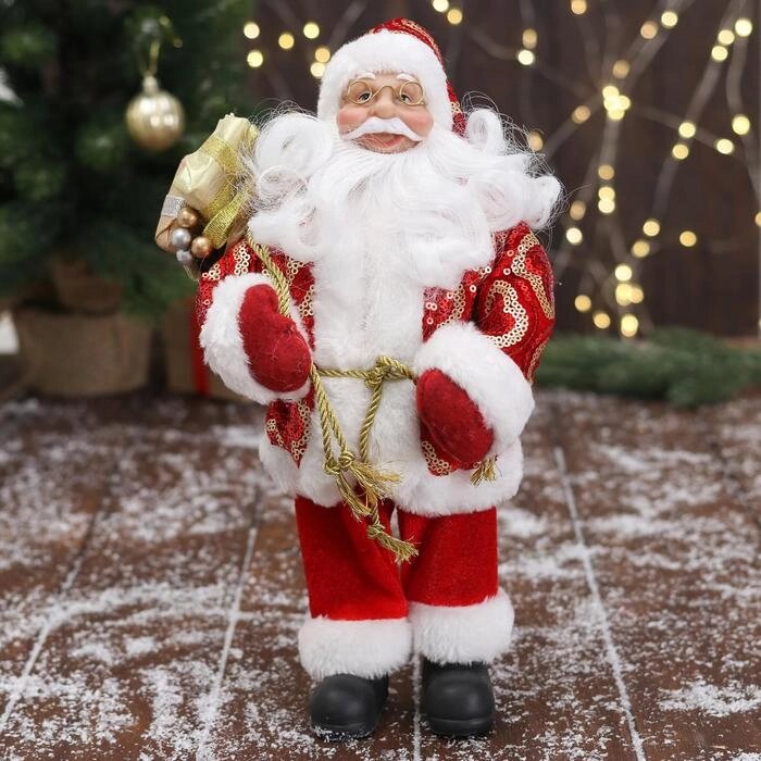 Дед Мороз "В красной шубе с подвязкой, с подарками" 16х30 см от компании Интернет-гипермаркет «MOLL» - фото 1