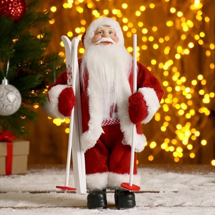 Дед Мороз "В красной шубке: на лыжах", 29 см от компании Интернет-гипермаркет «MOLL» - фото 1