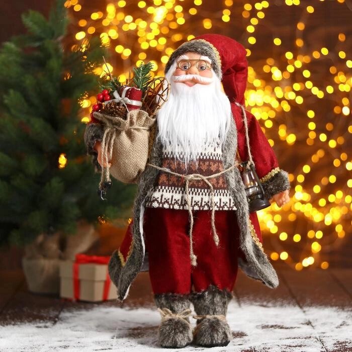 Дед Мороз "В красной шубке с фонариком" 24х45 см от компании Интернет-гипермаркет «MOLL» - фото 1