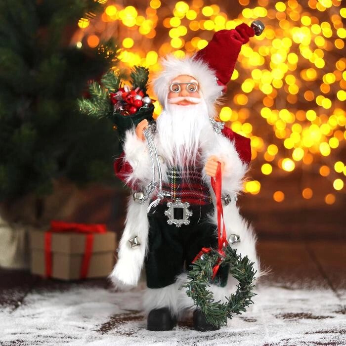 Дед Мороз "В красной шубке с новогодним венком" 16х30 см от компании Интернет-гипермаркет «MOLL» - фото 1