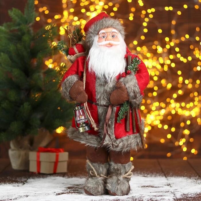 Дед Мороз "В красной шубке с веточками" 22х45 см от компании Интернет-гипермаркет «MOLL» - фото 1