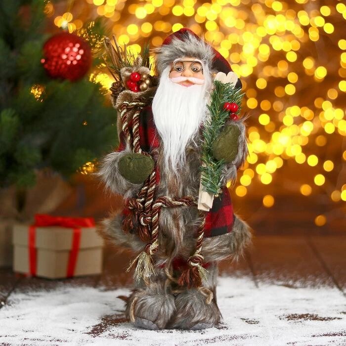 Дед Мороз "В мохнатой шубке с лыжами" 14х30 см от компании Интернет-гипермаркет «MOLL» - фото 1