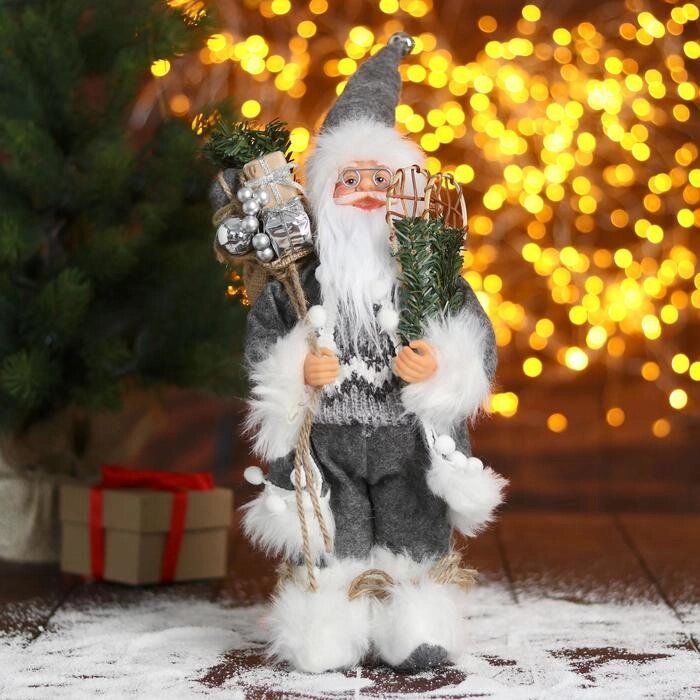 Дед Мороз "В сером тулупе со снегоступами" 16х30 см от компании Интернет-гипермаркет «MOLL» - фото 1