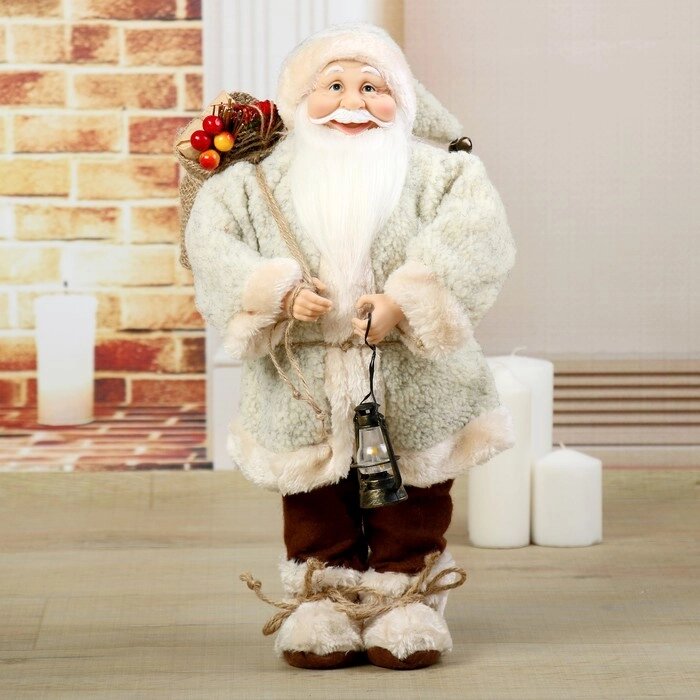 Дед Мороз в шубке с фонариком и гостинцами 46 см от компании Интернет-гипермаркет «MOLL» - фото 1