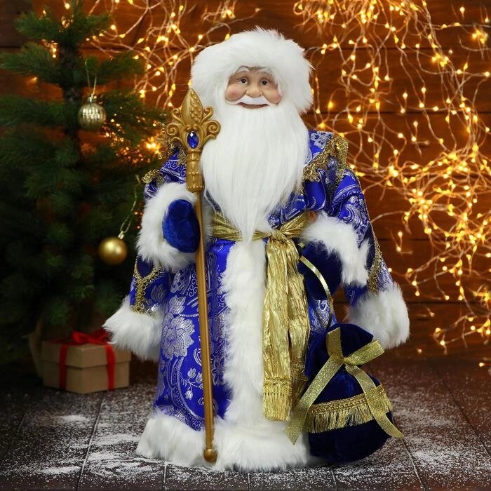 Дед Мороз "В синей шубе, с посохом и мешком" 26х50 см от компании Интернет-гипермаркет «MOLL» - фото 1