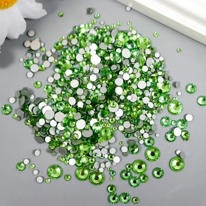 Декор для творчества стекло "Стразы усечённый конус. Светло-зелёные" d=1,5-6,5мм н-р 1000 шт   74595 от компании Интернет-гипермаркет «MOLL» - фото 1