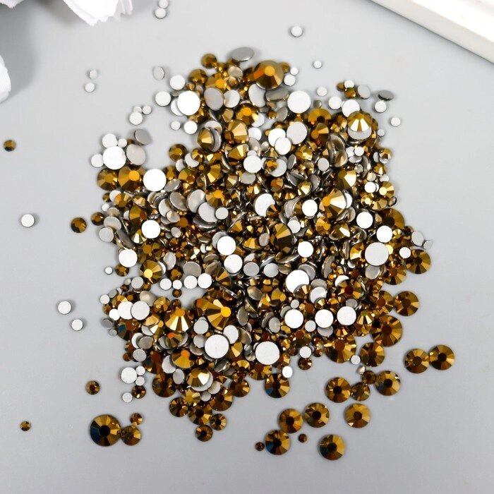 Декор для творчества стекло "Стразы усечённый конус. Золотые" d=1,5-6,5 мм набор 1000 шт от компании Интернет-гипермаркет «MOLL» - фото 1