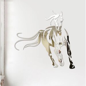 Декор настенный "Лошадь", наклейка из акрила, 17 деталей, 63х56 см, серебро
